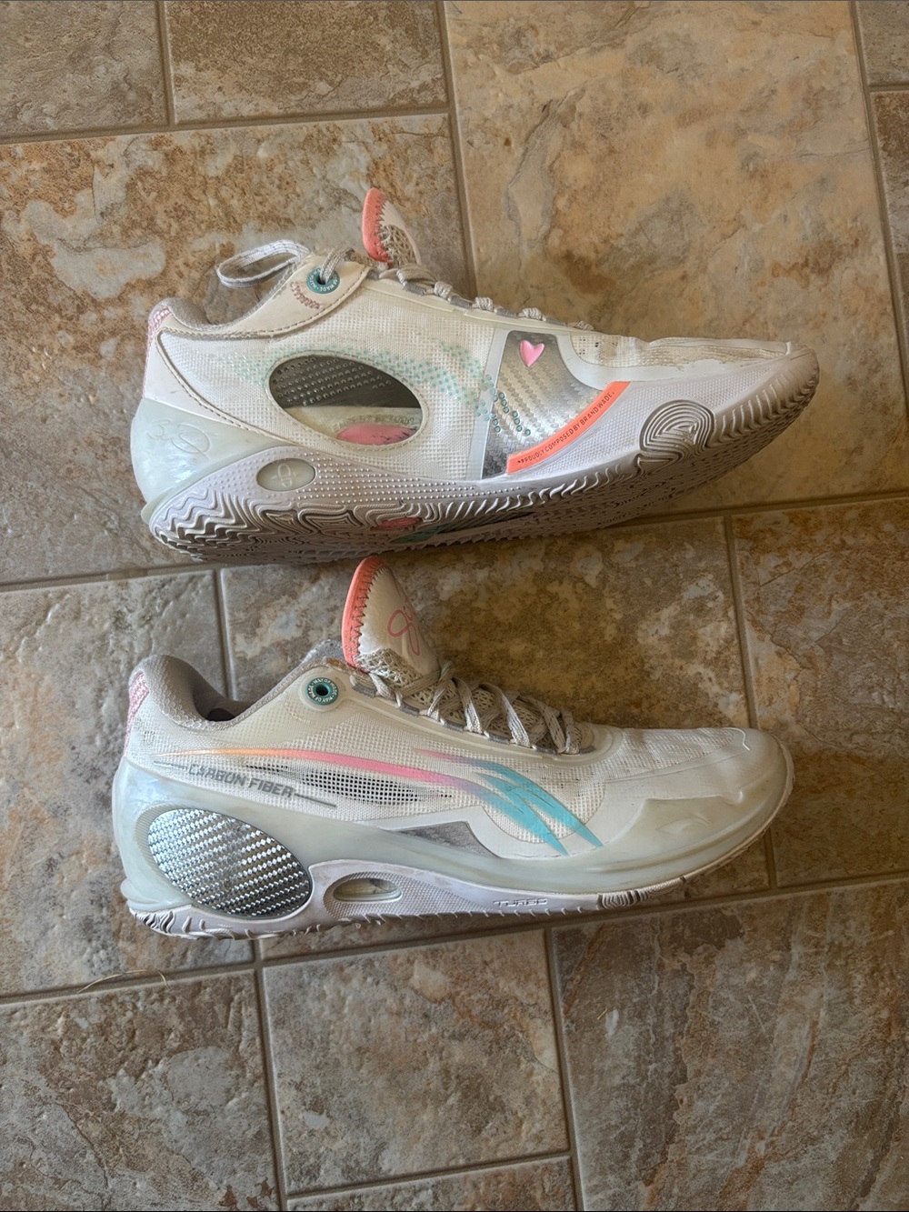 Kids White Sneakers with Pastel Accents - Lightweight Athletic Shoes